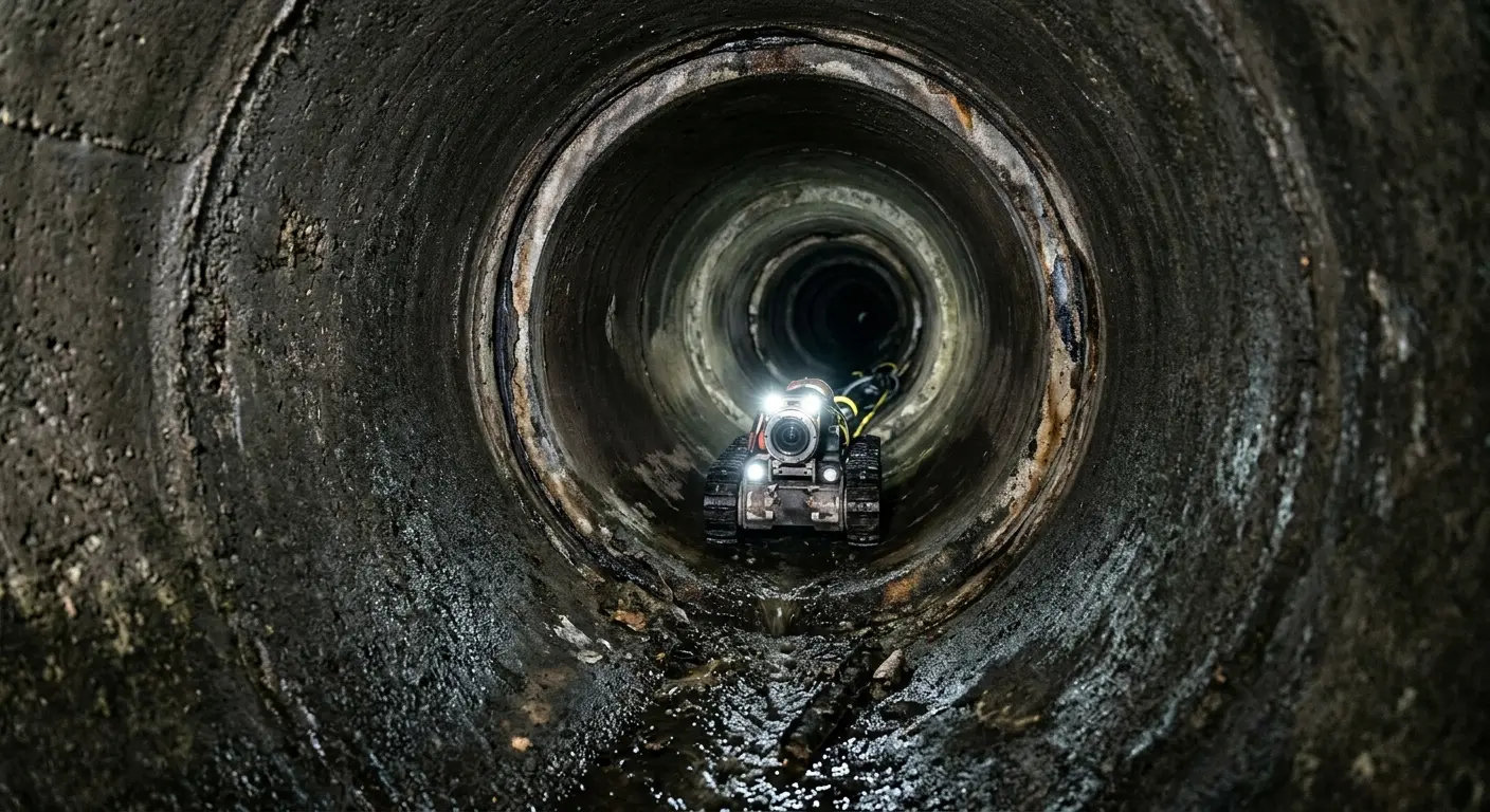 Robotic sewer camera inspecting pipe interior for Drain Snake Service in Whitefish Bay